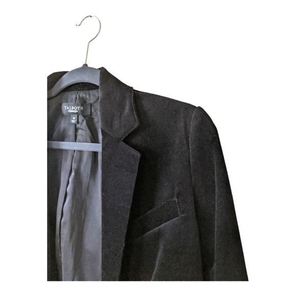 Talbots Black Velvet Blazer Holiday/Party Blazer Women's 10 Black - Picture 3 of 11